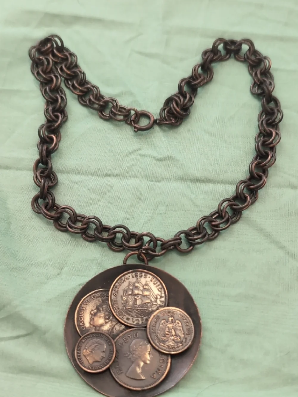 Men's Coin Pendant Necklace in Dark Bronze Finish - Picture 5 of 5